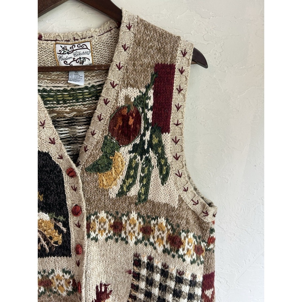 Vintage Heirloom Collectibles Novelty Sweater Vest XL Country Fall Farm Retro - Picture 5 of 7